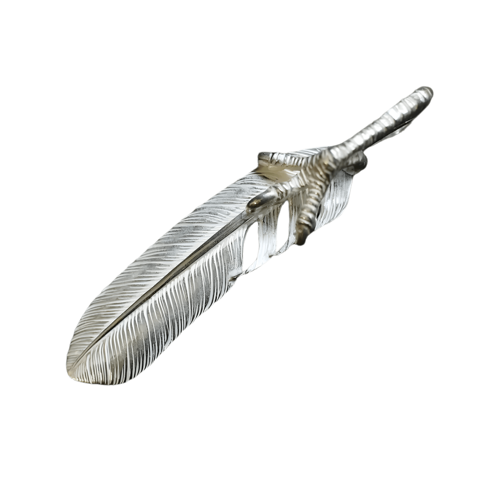 Ken Kikuchi Silver Feather with Claw Pendant - Native Feather Ken Kikuchi Silver Feather with Claw Pendant - Native Feather