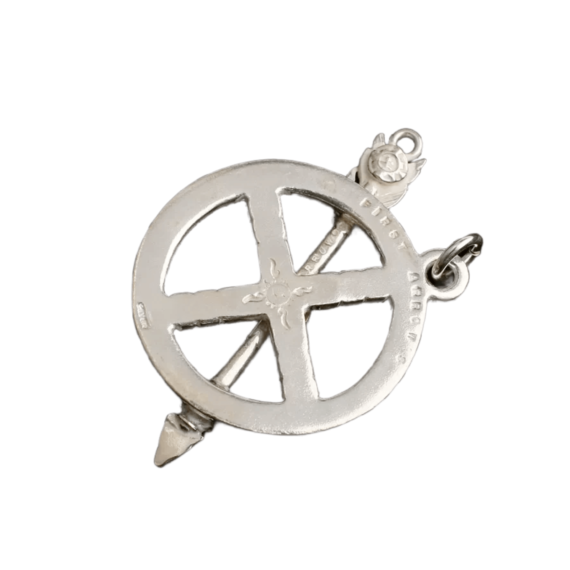 First Arrow&#39;s Medicine Wheel Metal Pendant with Arrow and K18 Sunburst Emblem