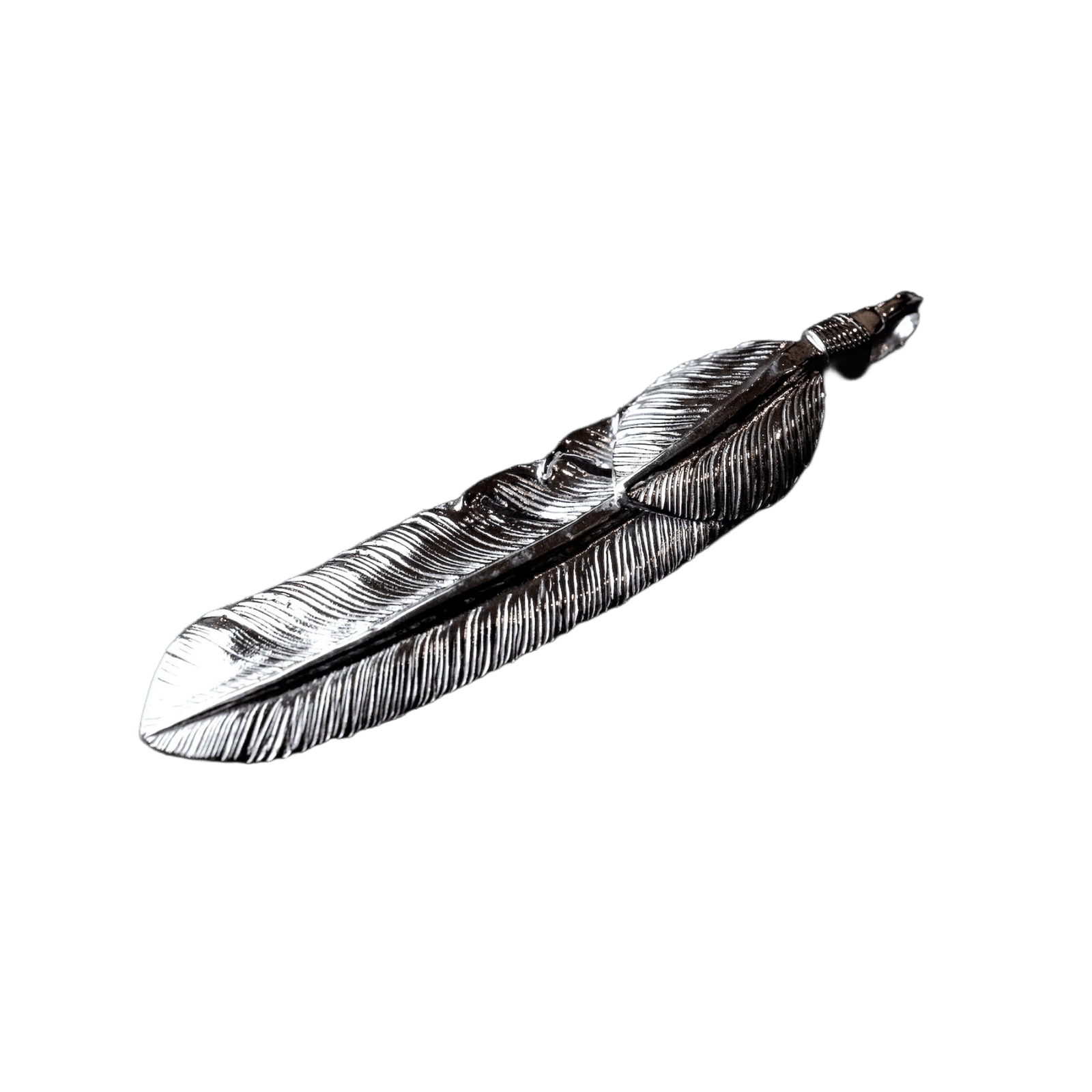 First Arrow&#39;s Silver Large Feather with &quot;Heart Feather&quot; Pendant
