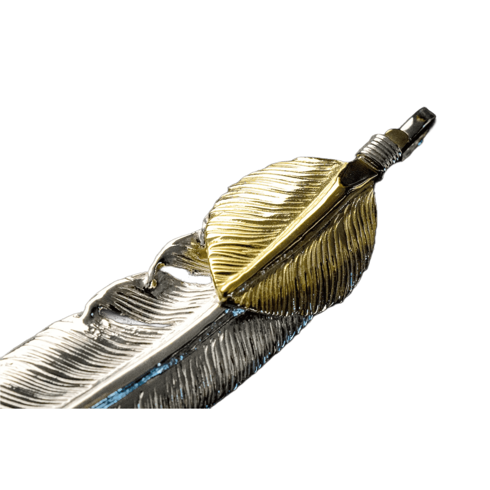 First Arrow&#39;s Large Feather With 18K Gold &quot;Heart Feather&quot; Pendant
