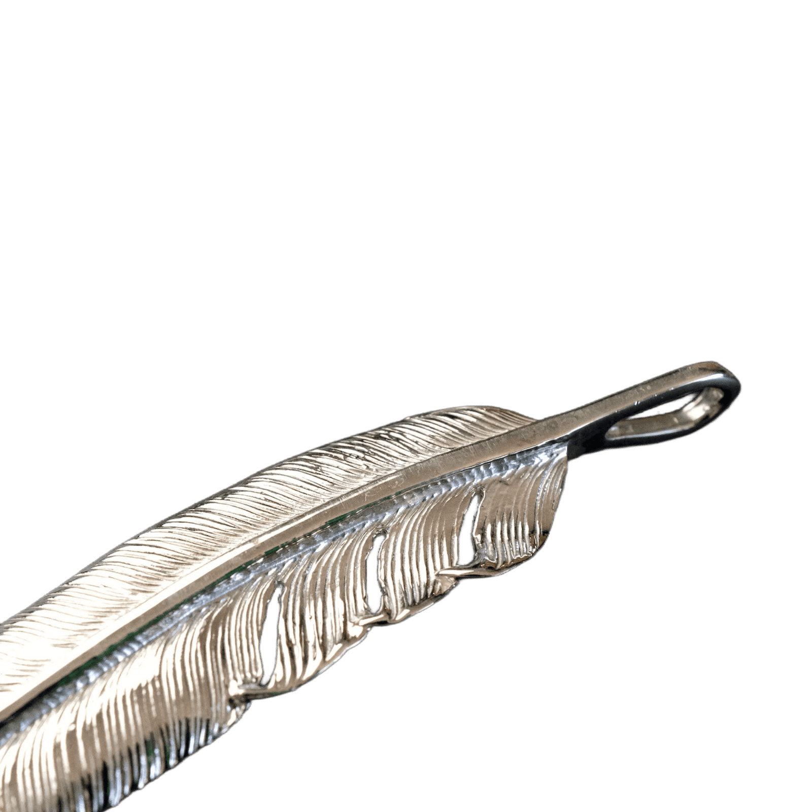 First Arrow&#39;s Large Quarter 18k Gold Feather Pendant