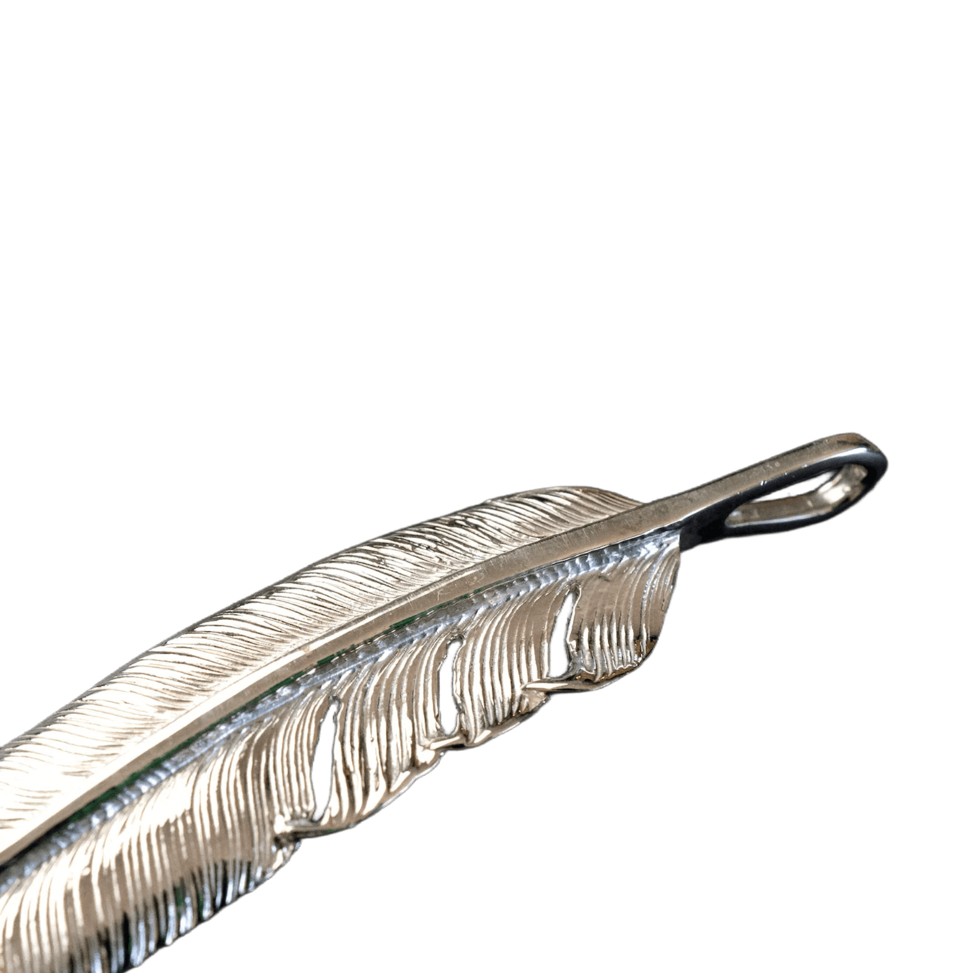 First Arrow&#39;s Large Quarter 18k Gold Feather Pendant