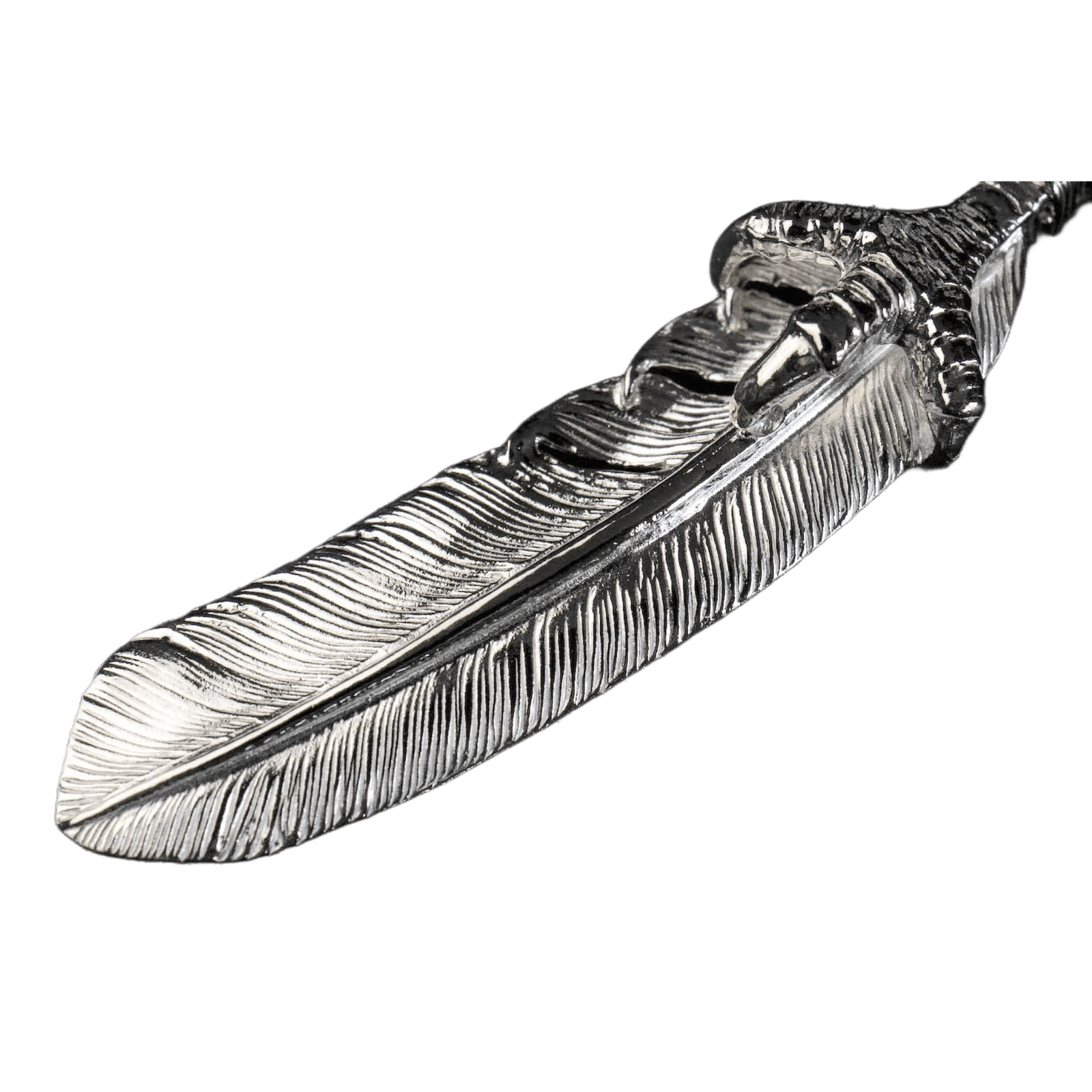First Arrow&#39;s Large Eagle Claw Feather Silver Pendant