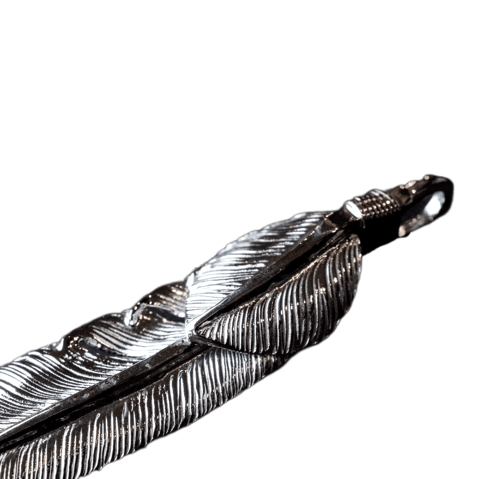 First Arrow&#39;s Silver Large Feather with &quot;Heart Feather&quot; Pendant