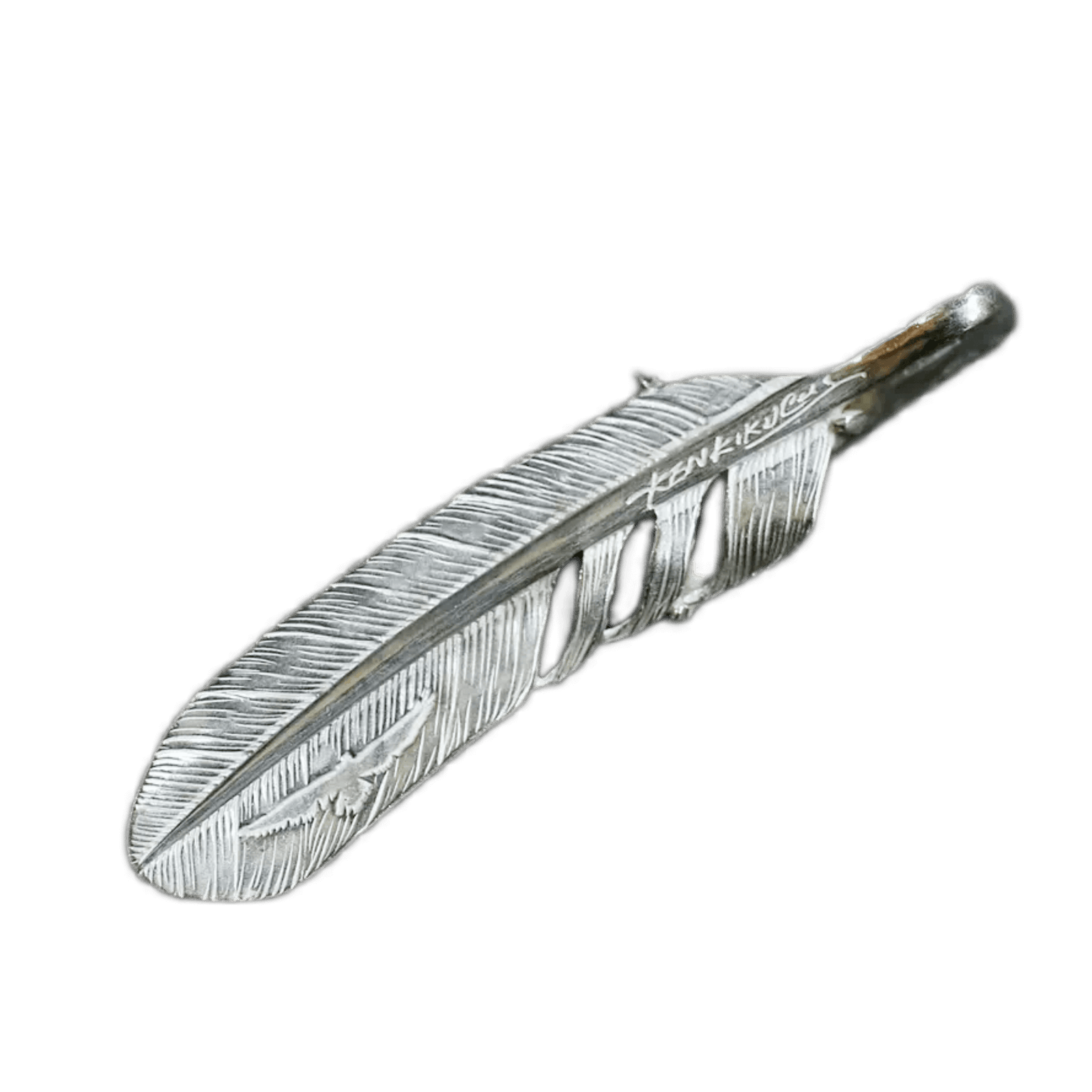 Ken Kikuchi Silver Feather with Claw Pendant - Native Feather Ken Kikuchi Silver Feather with Claw Pendant - Native Feather