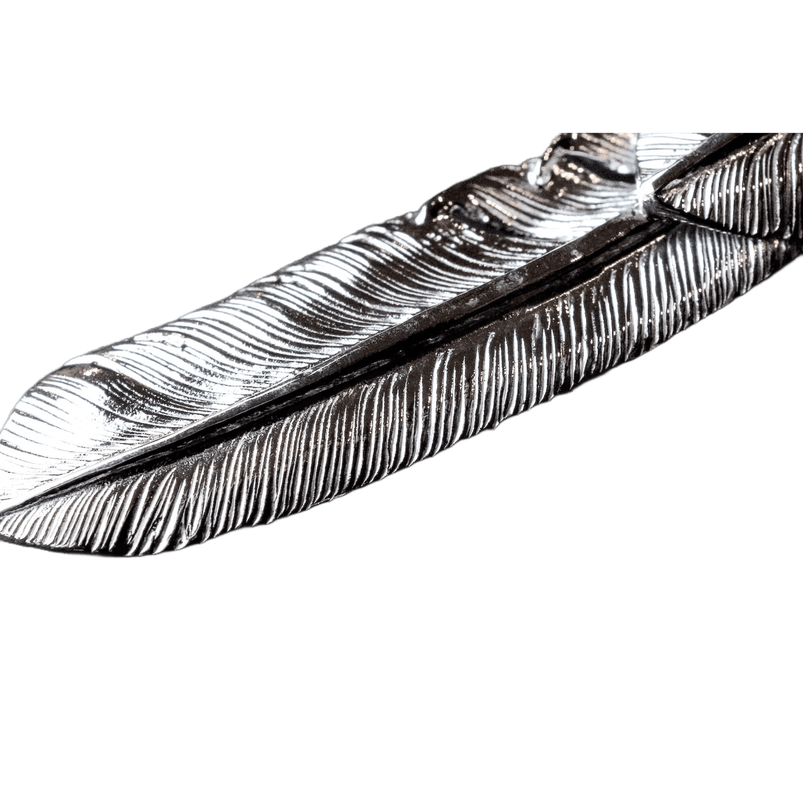 First Arrow&#39;s Silver Large Feather with &quot;Heart Feather&quot; Pendant