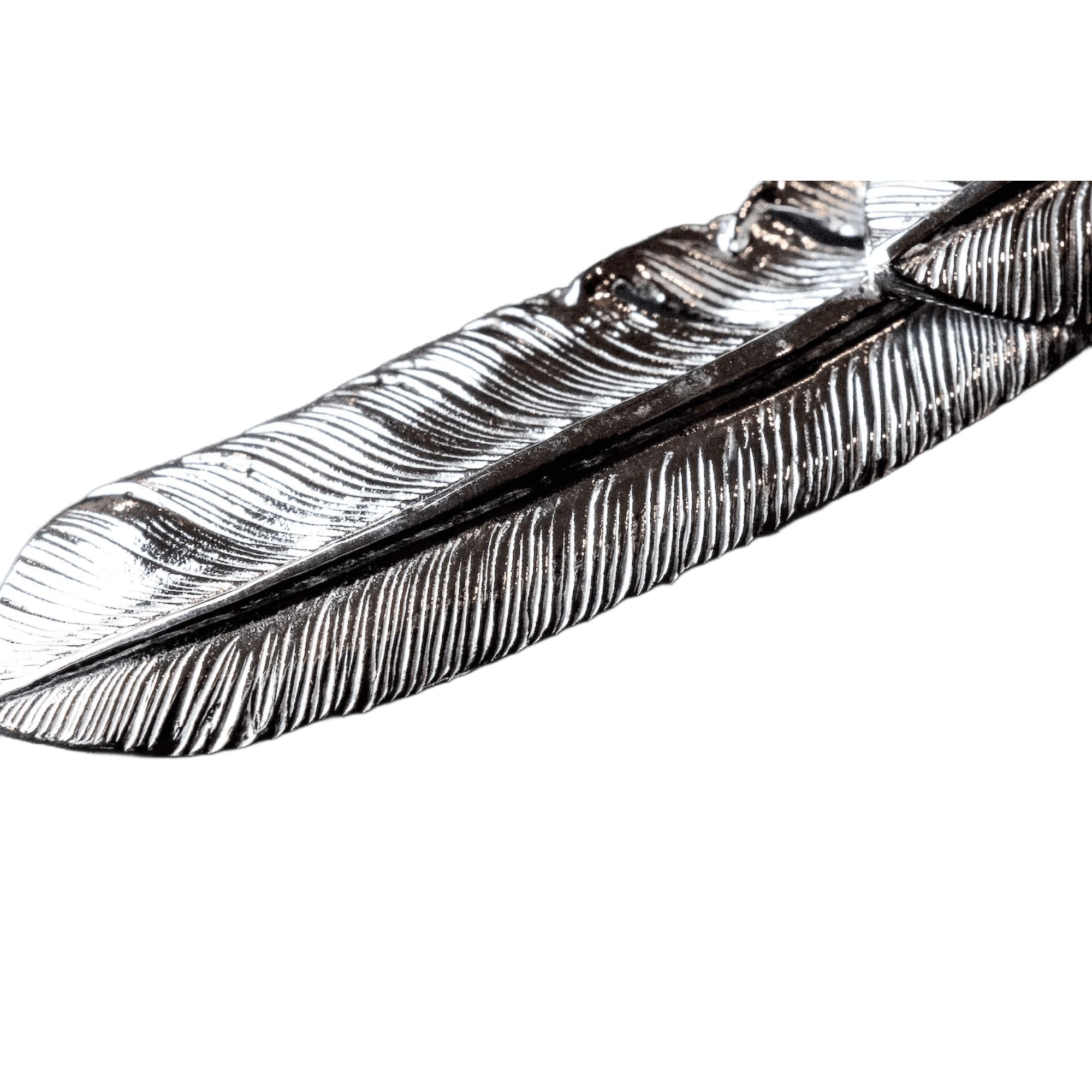First Arrow&#39;s Silver Large Feather with &quot;Heart Feather&quot; Pendant