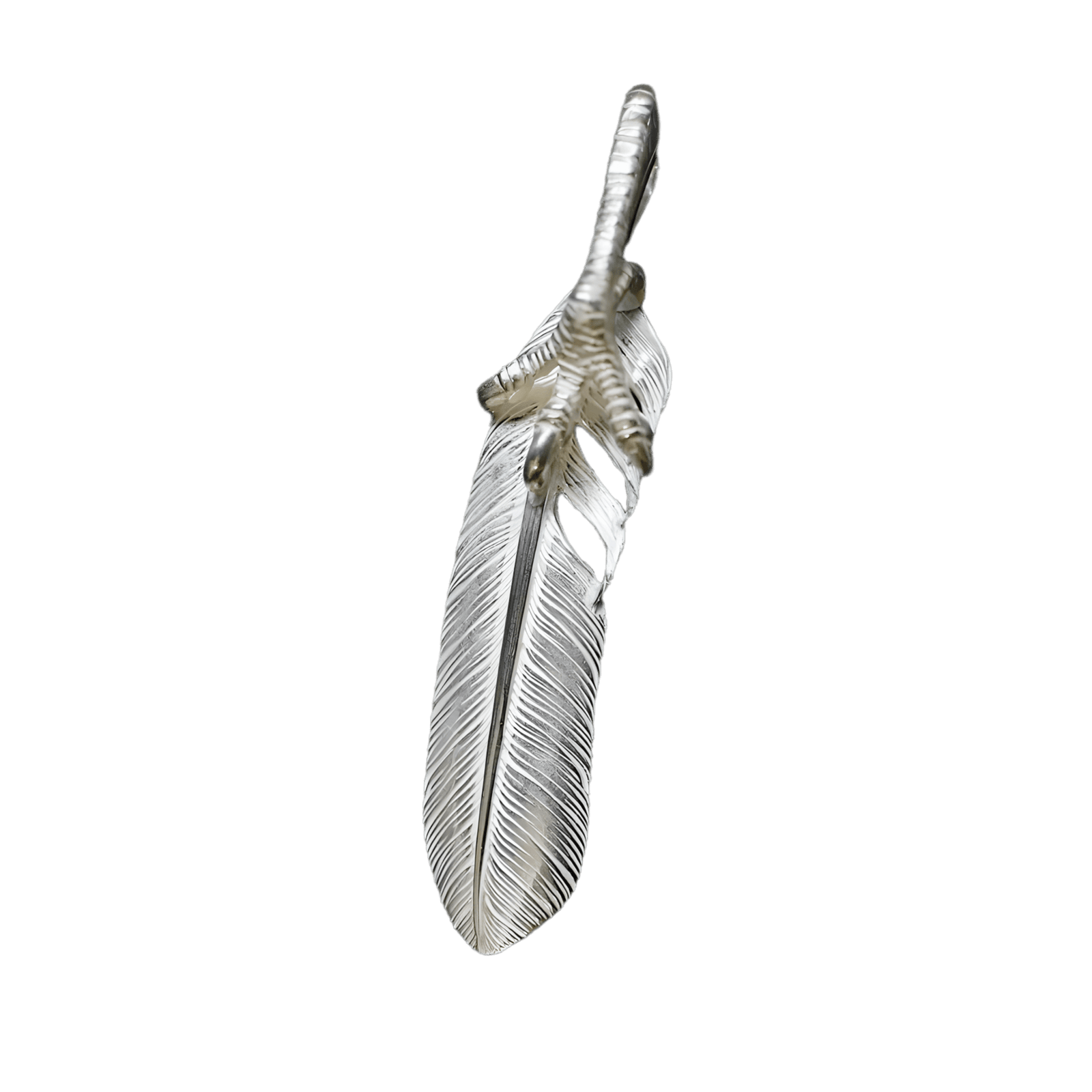 Ken Kikuchi Silver Feather with Claw Pendant - Native Feather 
