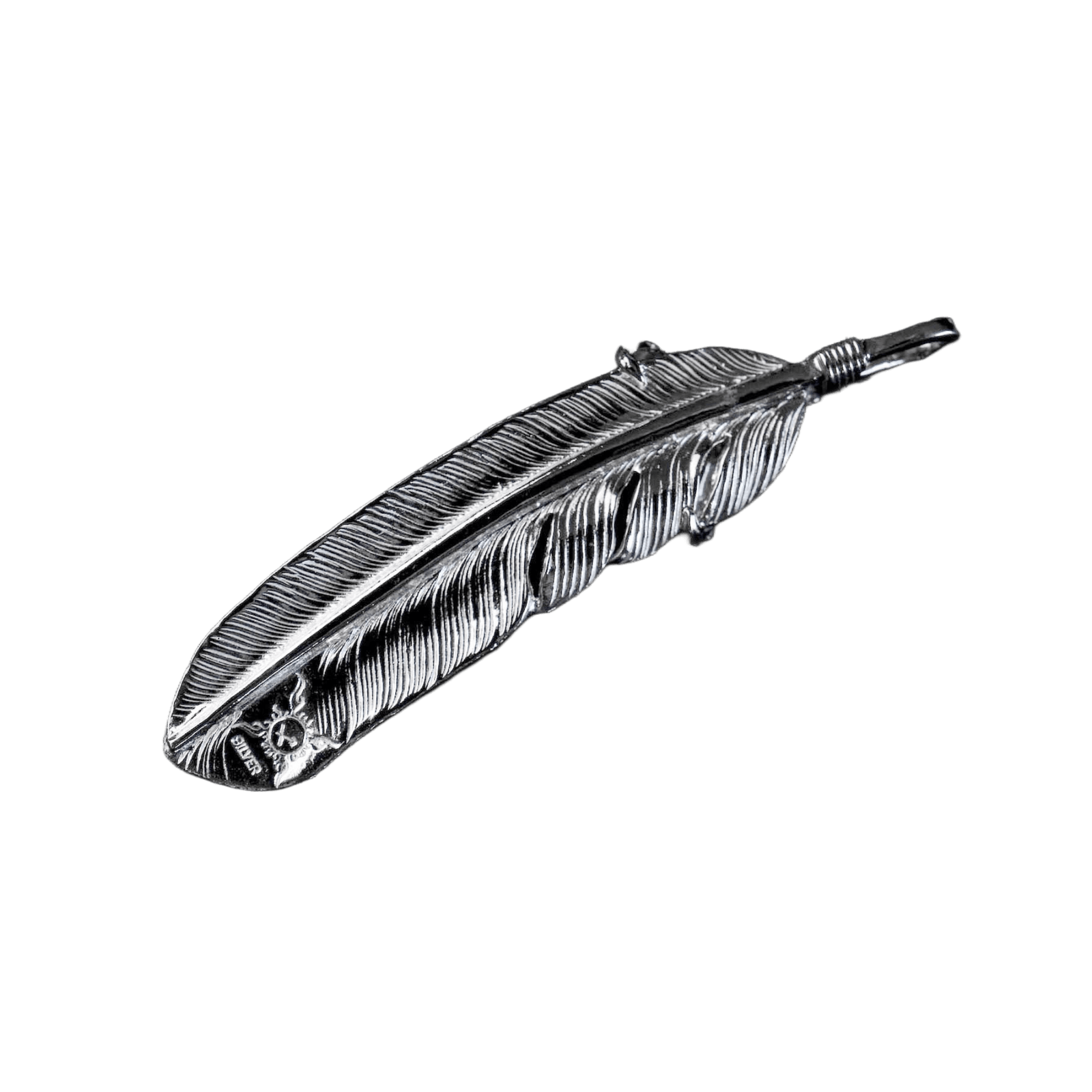 First Arrow&#39;s Large Eagle Claw Feather Silver Pendant