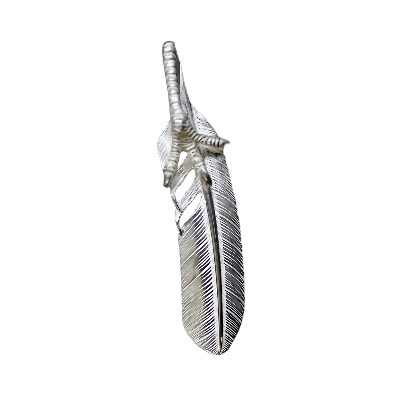 Ken Kikuchi Silver Feather with Claw Pendant - Native Feather Ken Kikuchi Silver Feather with Claw Pendant - Native Feather
