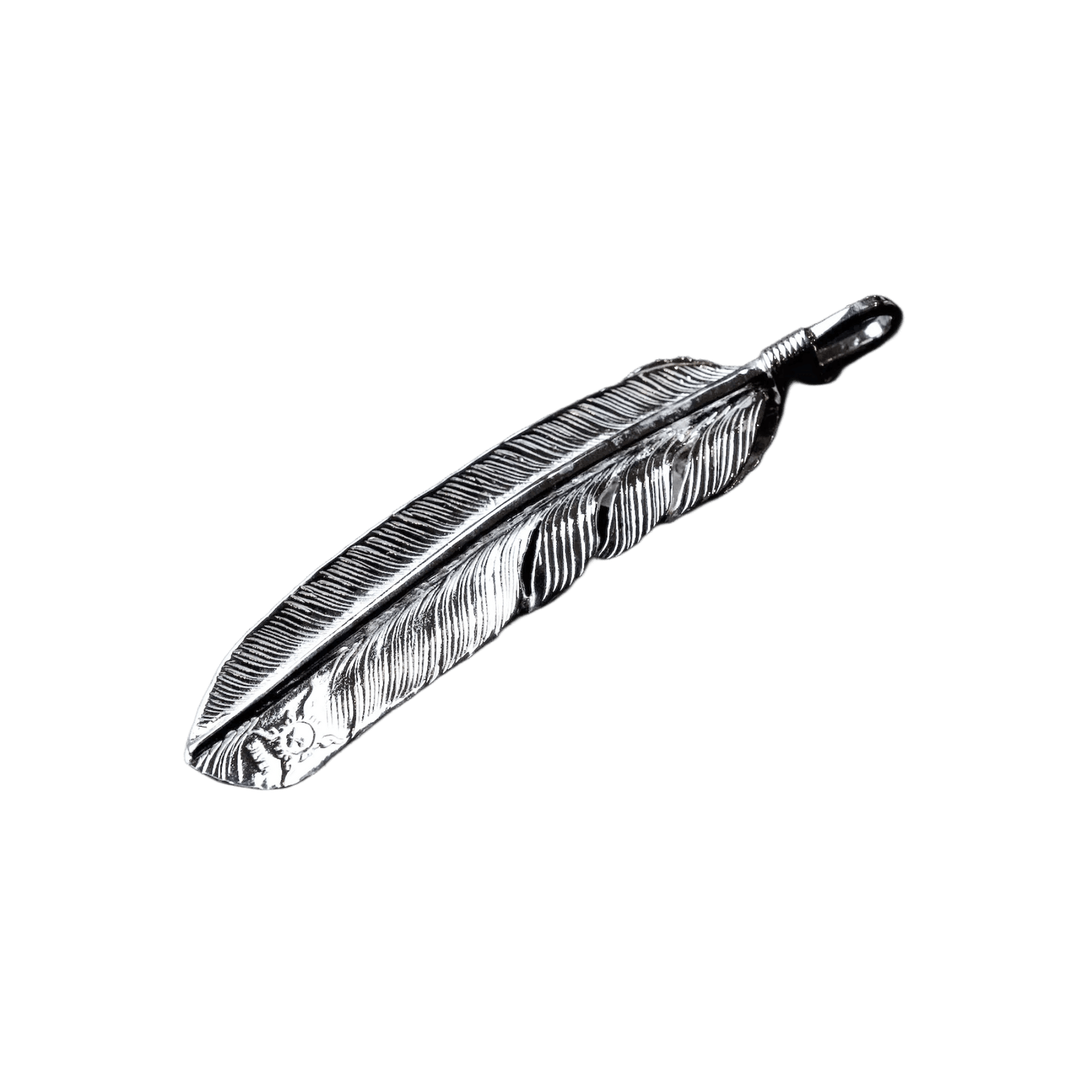 First Arrow&#39;s Silver Large Feather with &quot;Heart Feather&quot; Pendant
