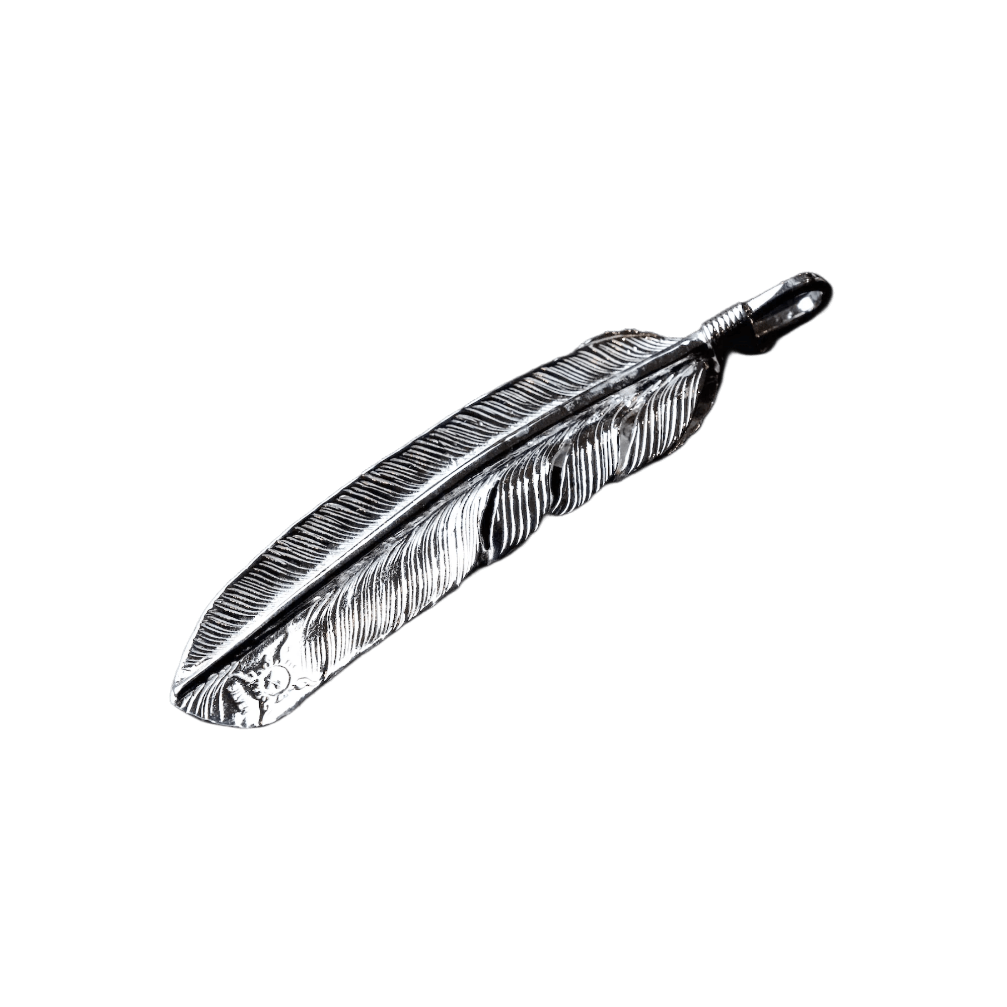 First Arrow&#39;s Silver Large Feather with &quot;Heart Feather&quot; Pendant