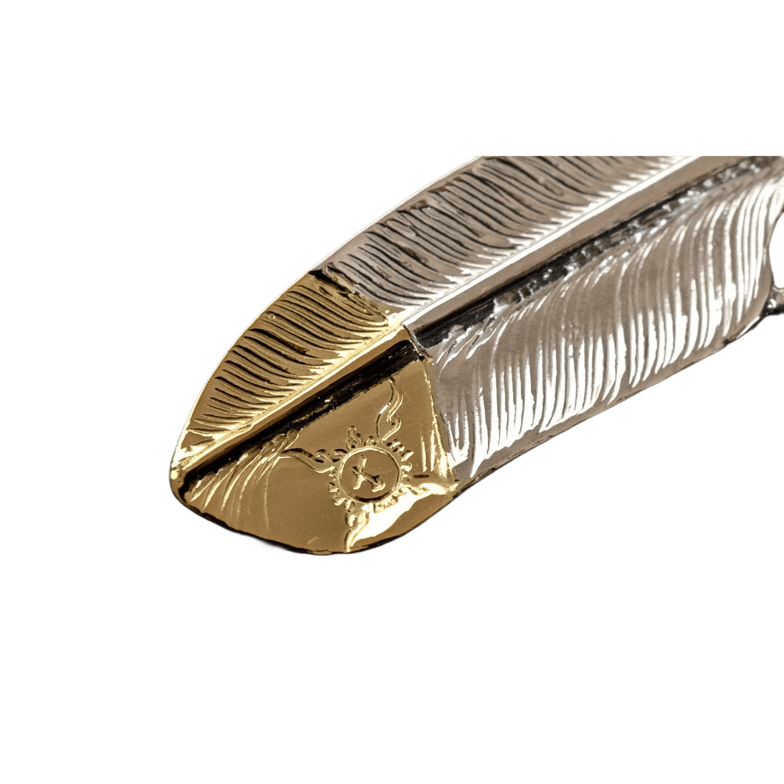 First Arrow's Large Quarter 18k Gold Feather Pendant - Native ...