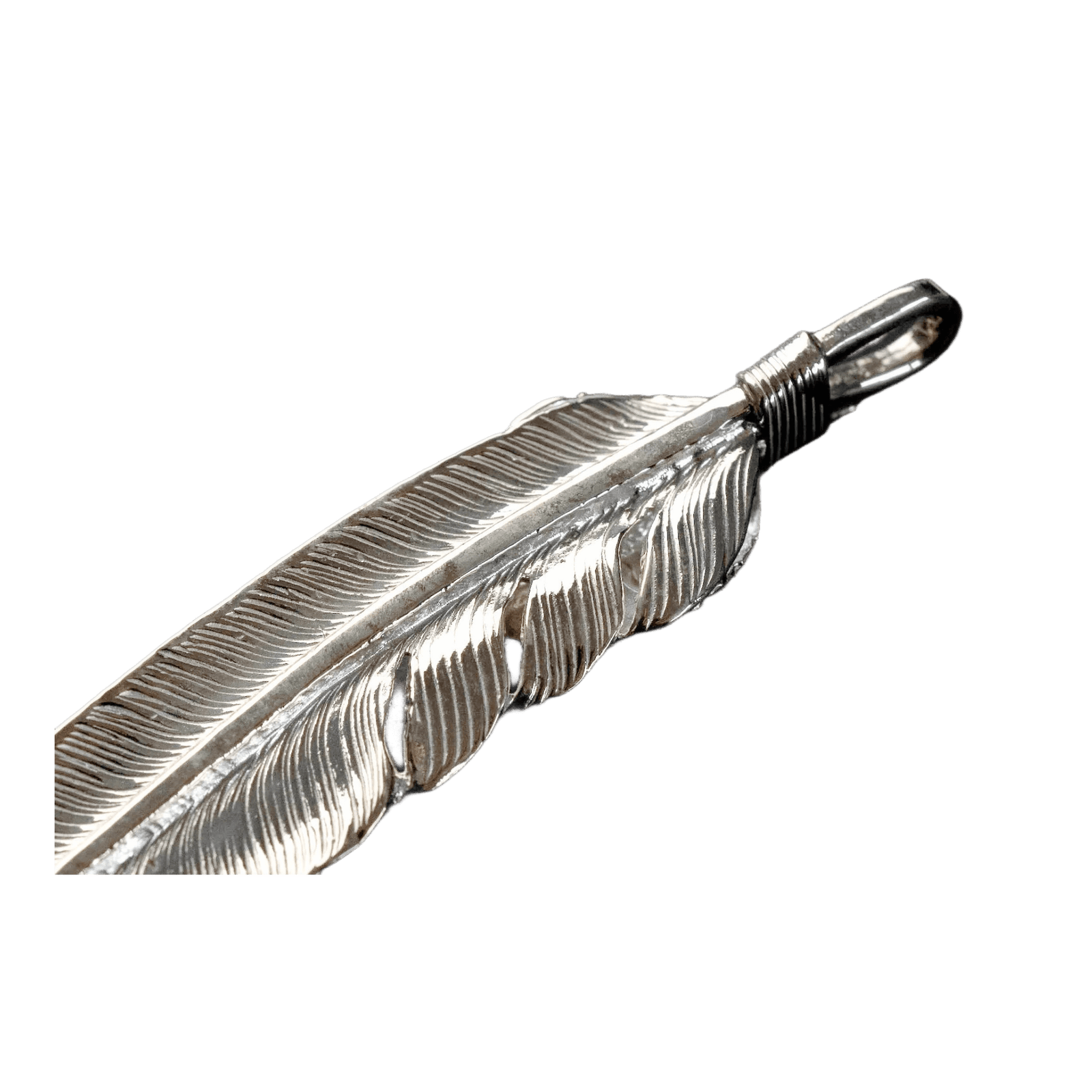 First Arrow&#39;s Large Feather Silver Pendant With Turquoise