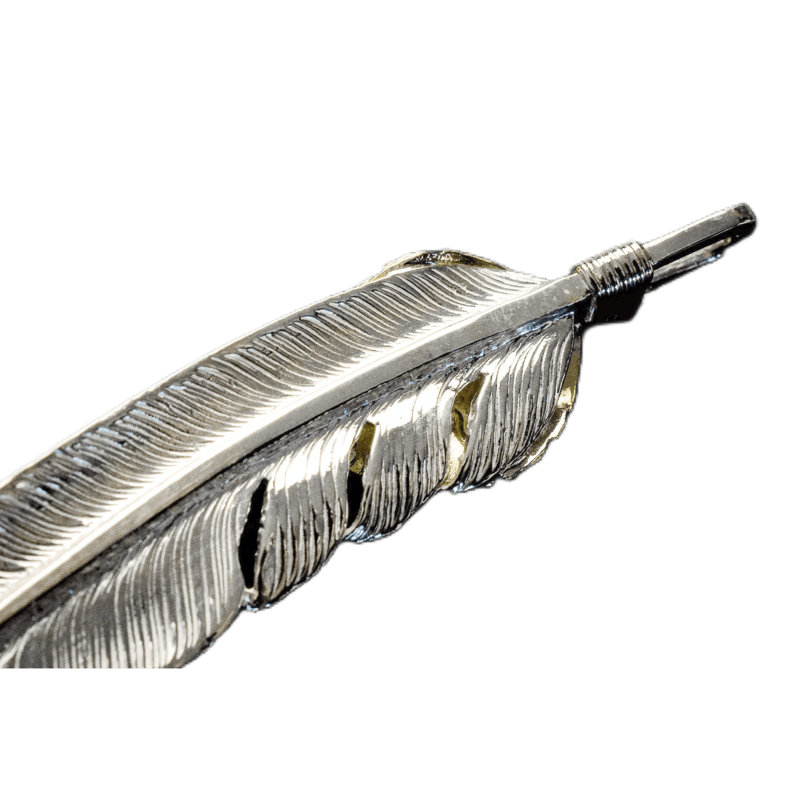 First Arrow&#39;s Large Feather With 18K Gold &quot;Heart Feather&quot; Pendant