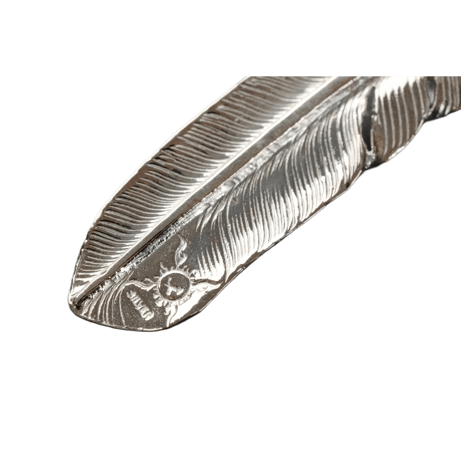 First Arrow&#39;s Large Feather Silver Pendant With Turquoise