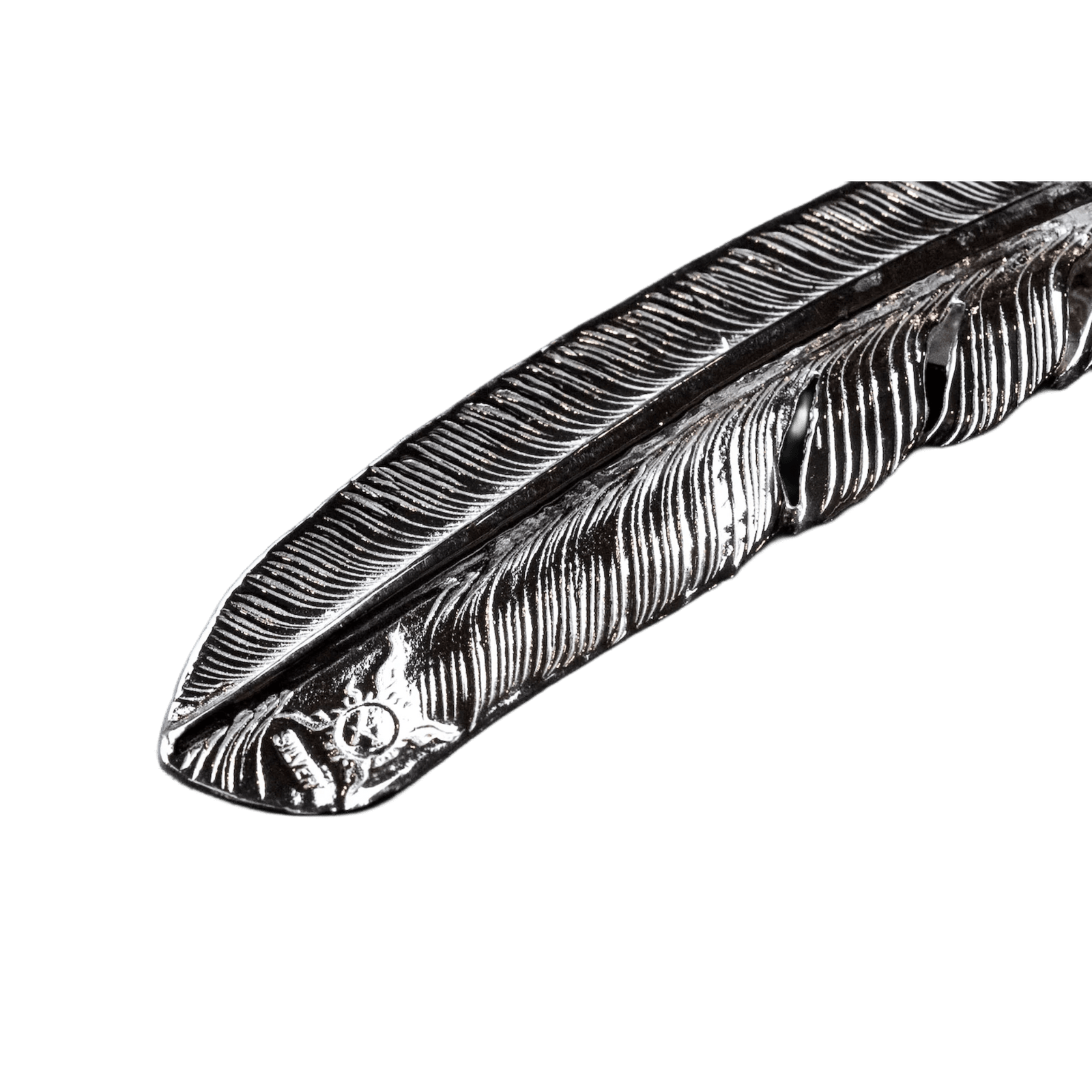 First Arrow&#39;s Silver Large Feather with &quot;Heart Feather&quot; Pendant
