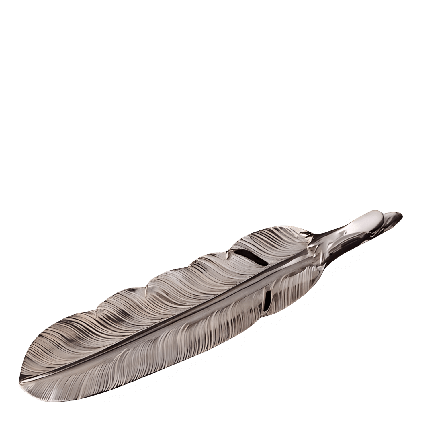 Larry Smith Silver Eagle Head Feather Pendant - Native Feather 