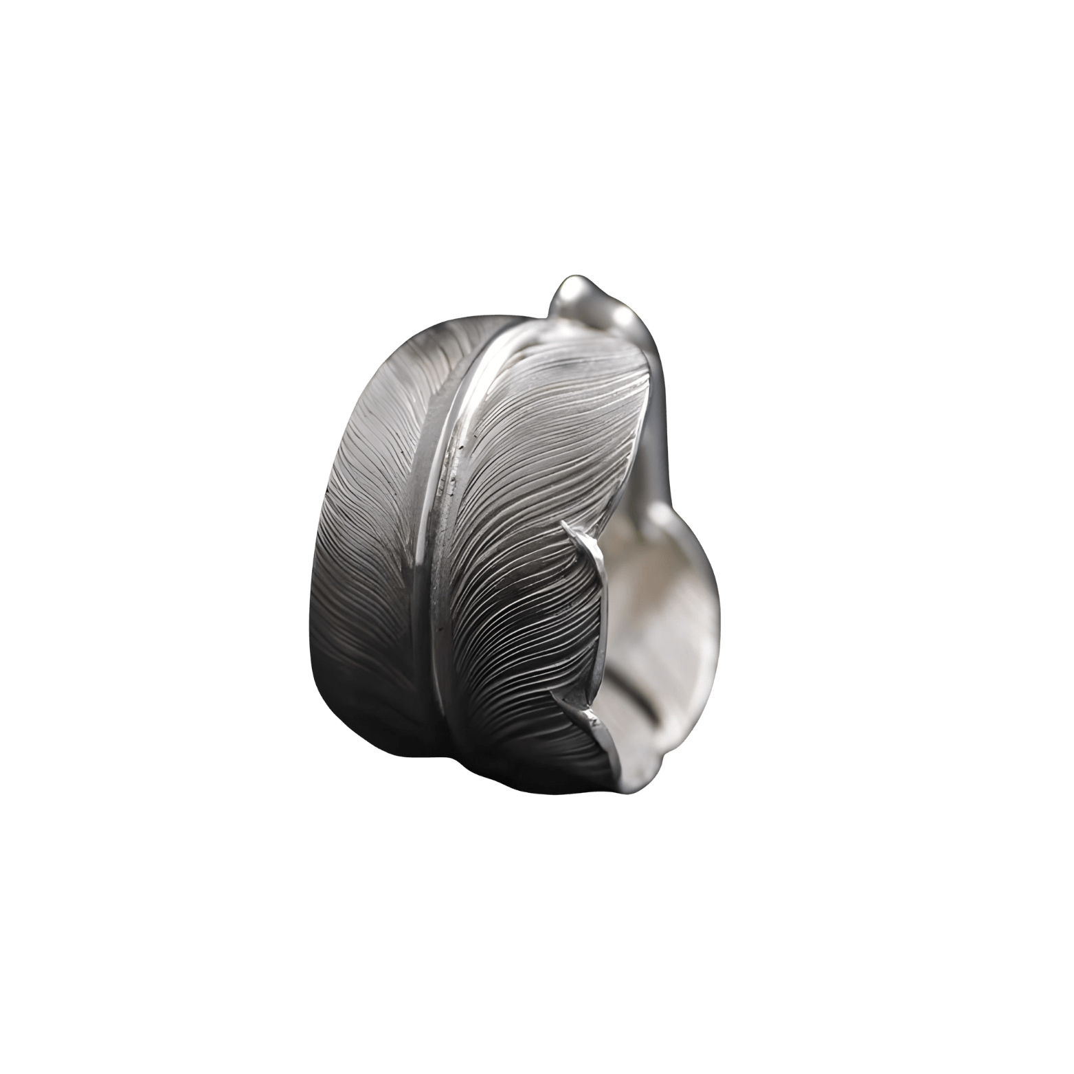 Larry Smith Eagle Head Feather Ring