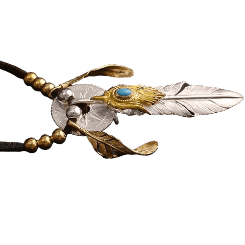 Horizon Blue Silver Feather Sun Crest Set Pendant