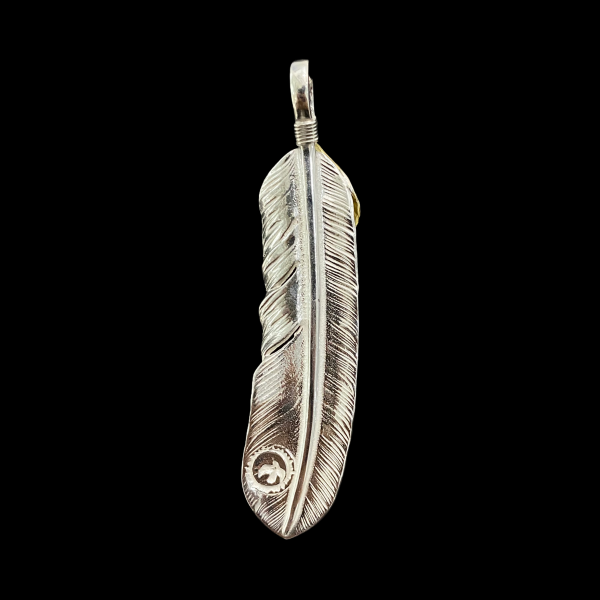 Oversized Silver and Gold Feather - Facing left | Goros Authorized Dealer