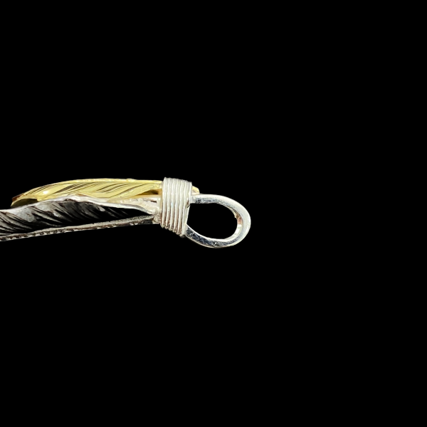 Oversized Silver and Gold Feather - Facing left | Goros Authorized Dealer