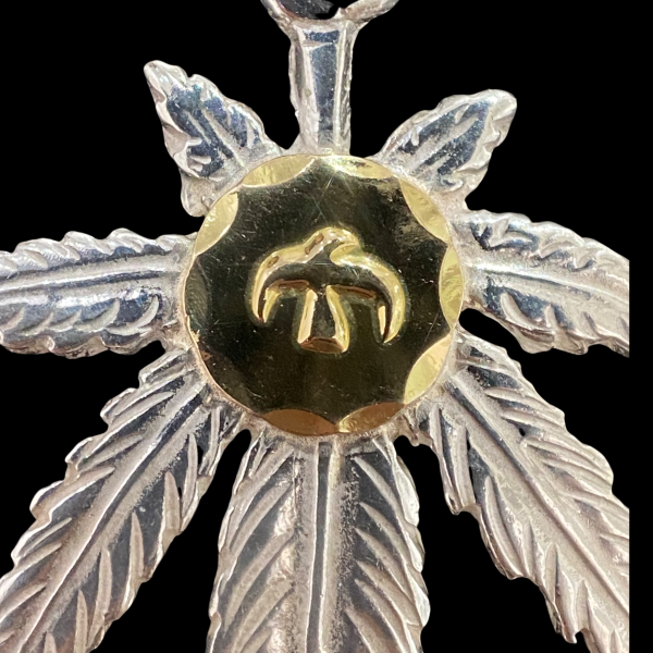 Goros Silver Grass Pendant With K18 Gold-Large