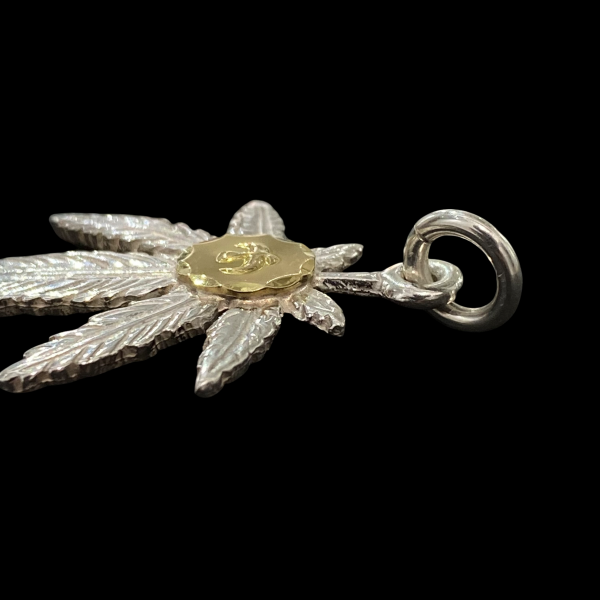 Goros Silver Grass Pendant With K18 Gold-Large