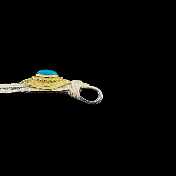 Goros Xl Turquoise Feather Gold Rope - Facing Right