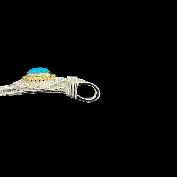 Goros Xl Turquoise Feather Silver Gold Rope - Facing Right
