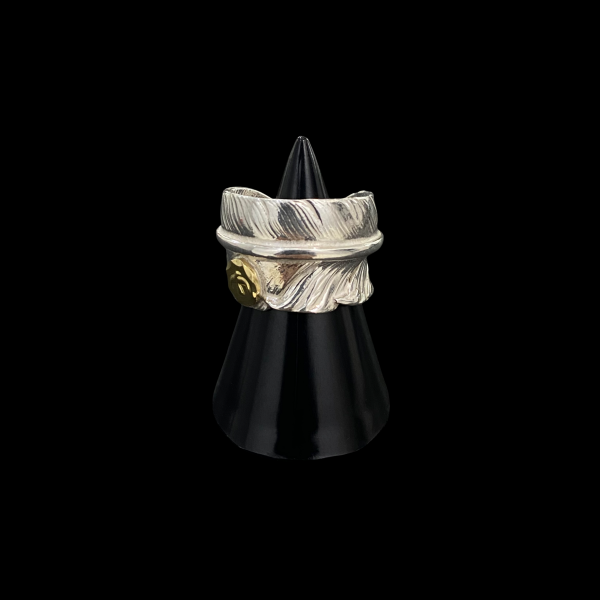 Goros Feather Ring With Metal - Silver And Gold
