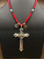 Goros Silver Wheel Cross With K18 Gold + Antique Red Beads Setup