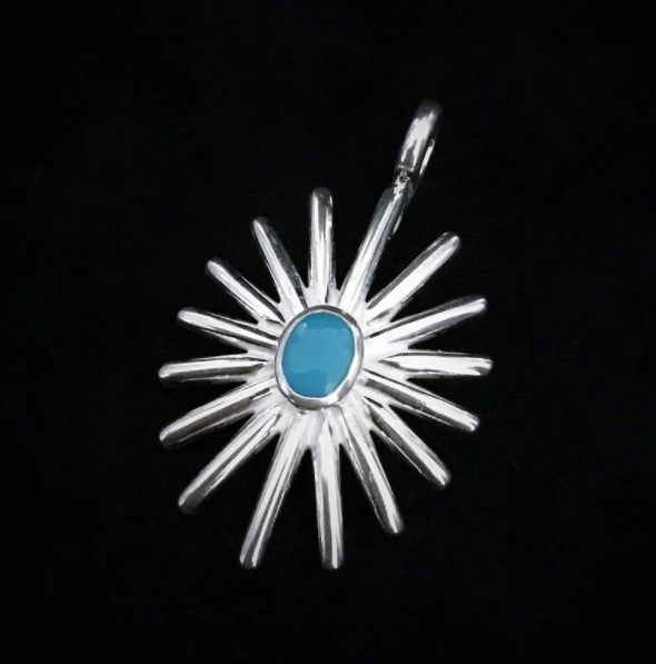 Sea Urchin Turquoise Pendant-Small  | Goros Authorized Dealer