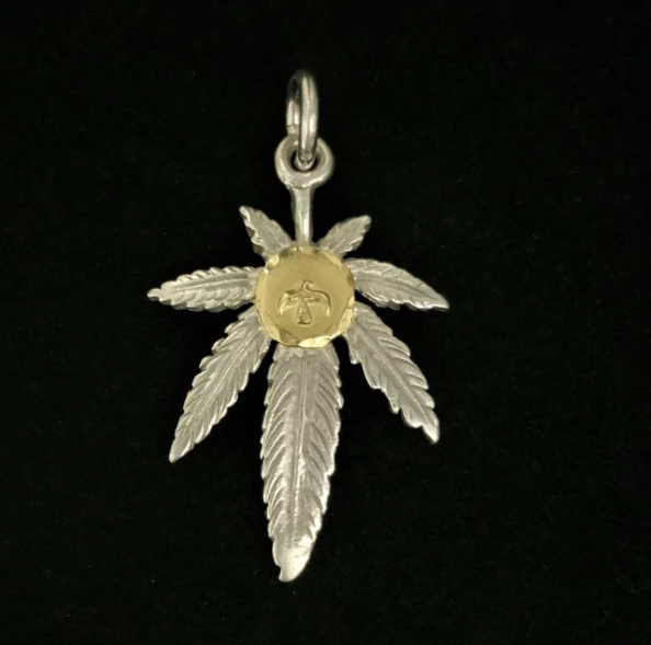 Silver Grass Pendant with K18 Gold-Large | Goros Auth. Dealer