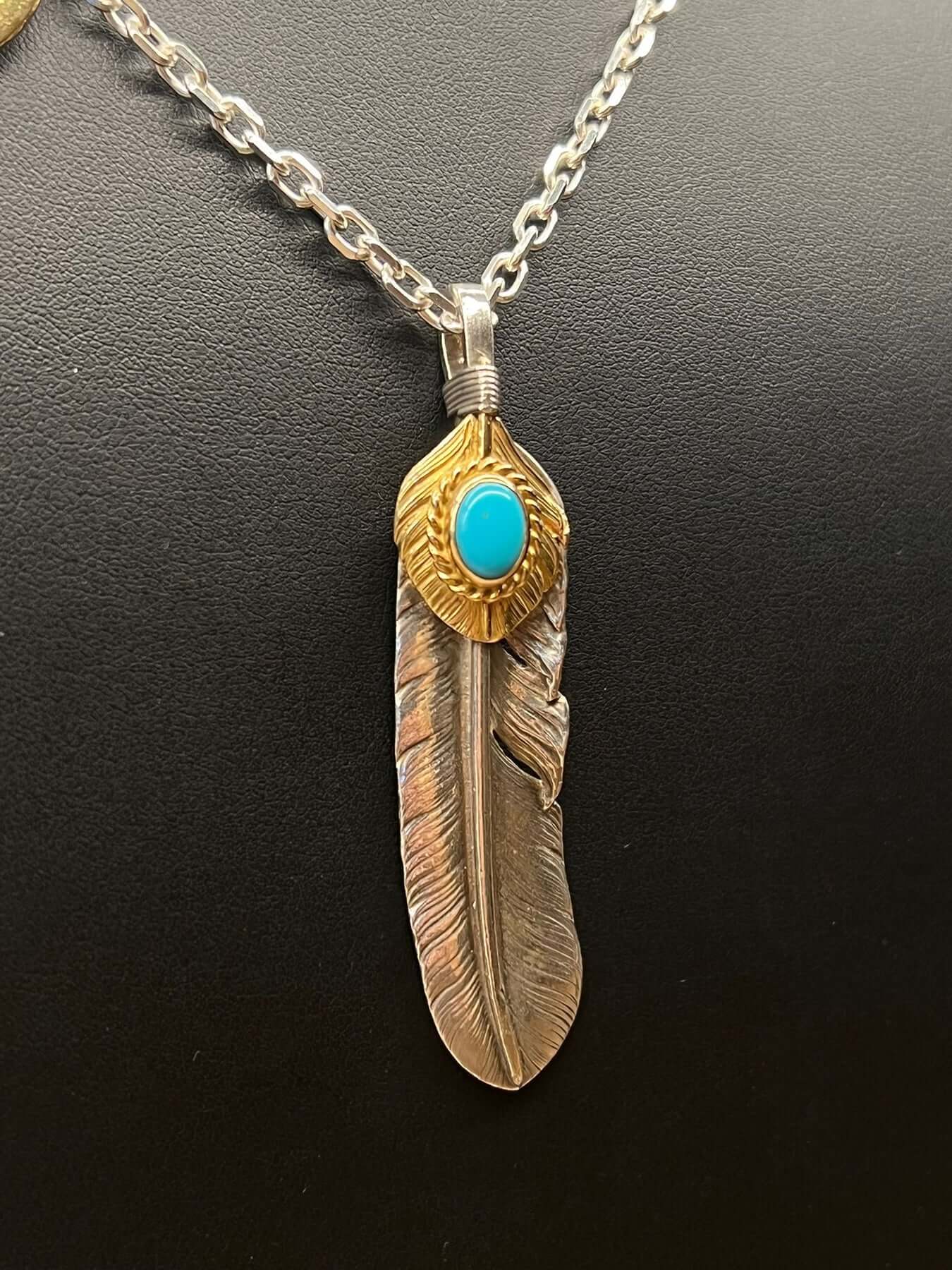 Goros Gold Top Gold Rope Turquoise Feather and Gold Sun Metal Setup