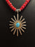 Goros Gold Rope Turquoise Sea Urchin Antique Red Beads Setup