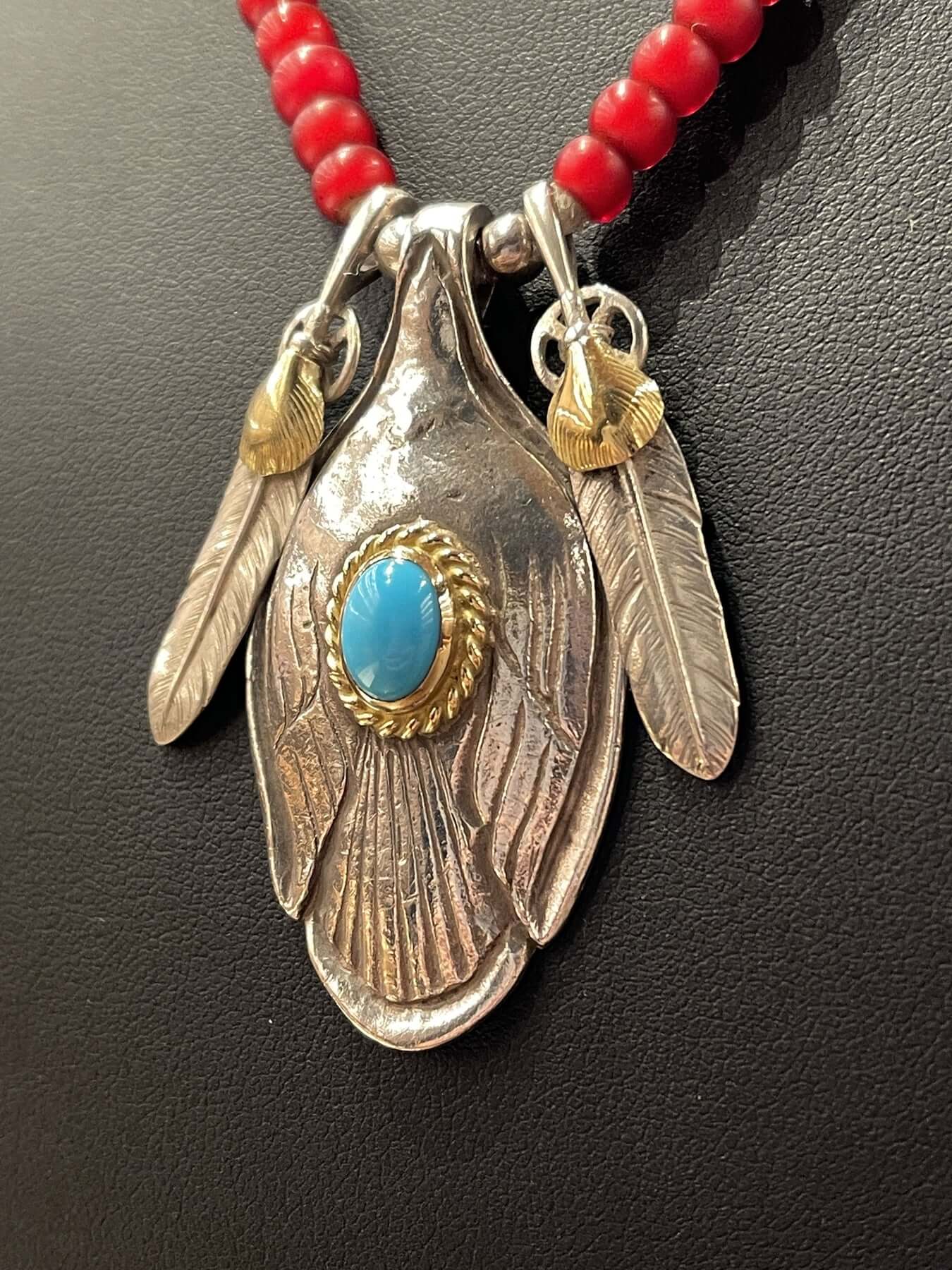 Goros Turquoise Spoon With Heart Wheel Feather Setup