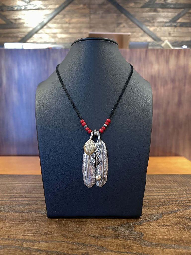 Goros Double Feathers Setup With Leather Cord - Native