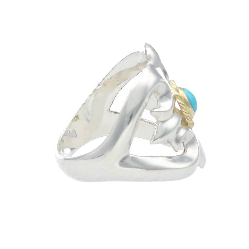 Turquoise - Cast Ring with Gold Rope | Goro&#39;s Authorized Dealer