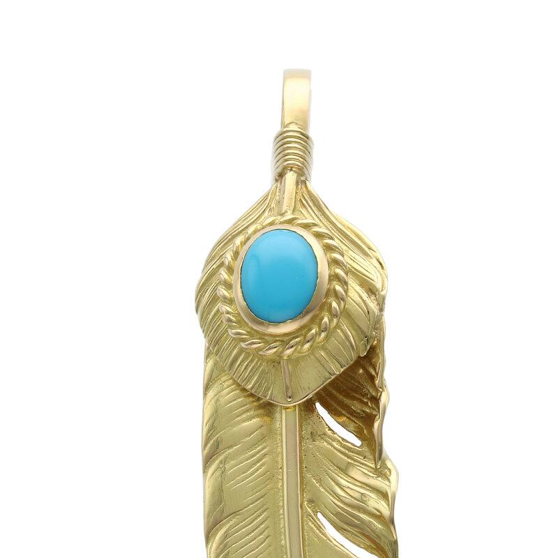 Turquoise Feather Gold Rope - Facing Left | Goros Auth