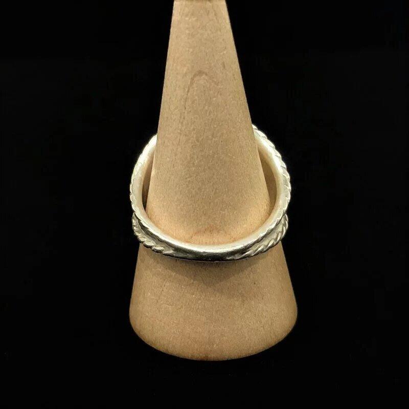 Rope Cornered Ring with Eagle - Silver and Gold | Goro&#39;s Authorized Dealer