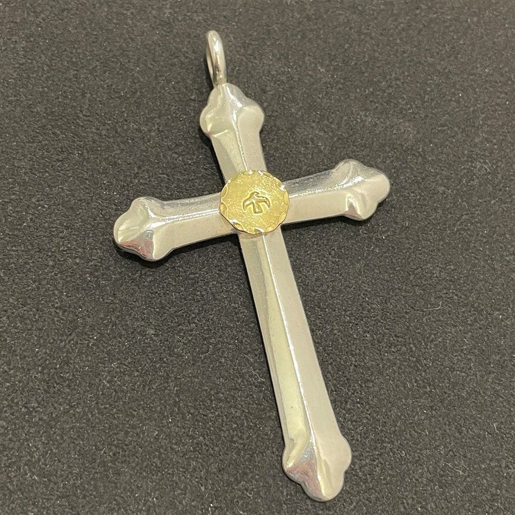 Cross with Gold Eagle - Silver and Gold - Large | Goros Authorized Dealer
