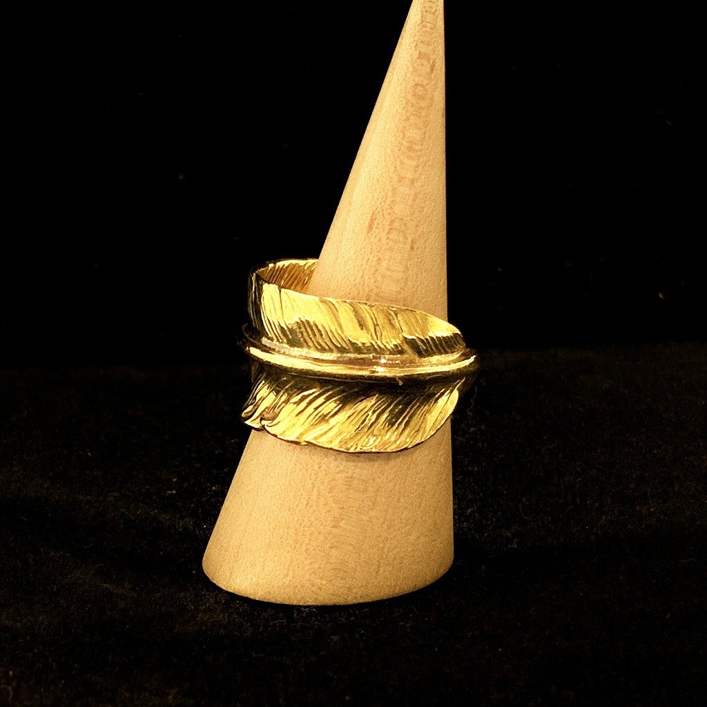 Feather Ring with Metal - Gold | Goros Feather Authorized Dealer