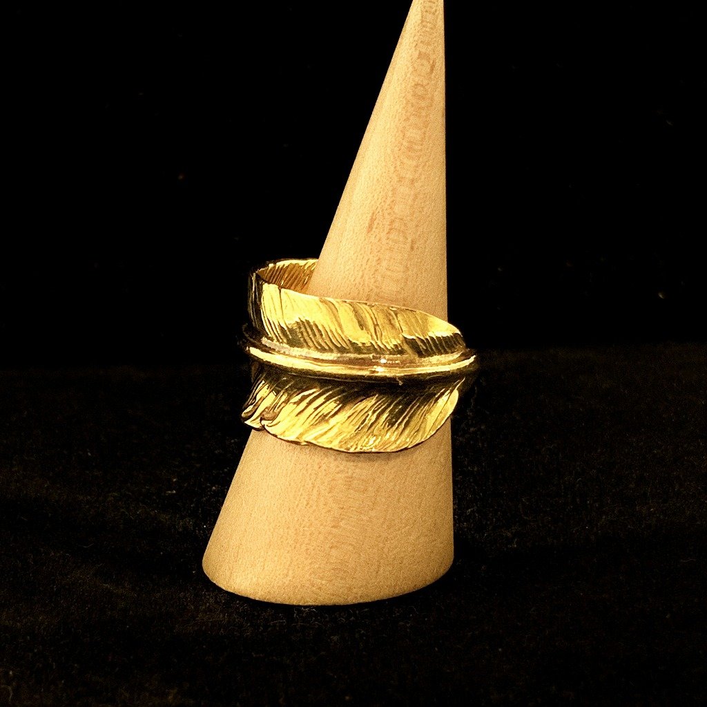 Feather Ring with Metal - Gold | Goros Feather Authorized Dealer