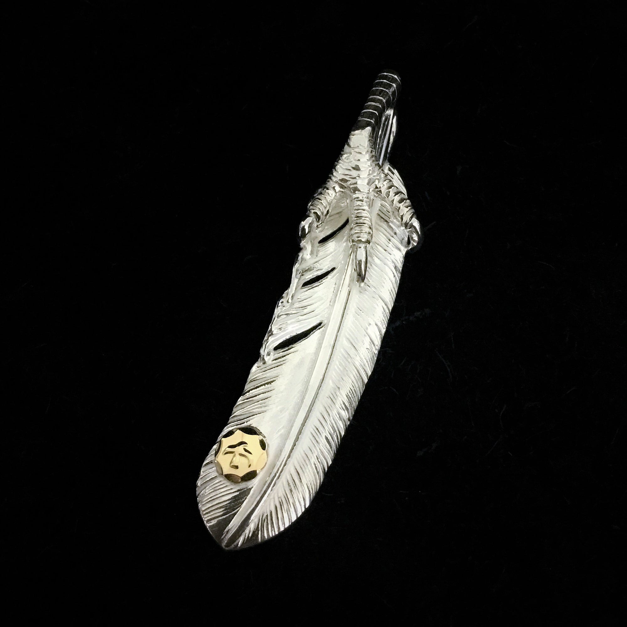 Feather with Silver Claw - Facing Right | Goro&#39;s Jewelry Authorized Dealer