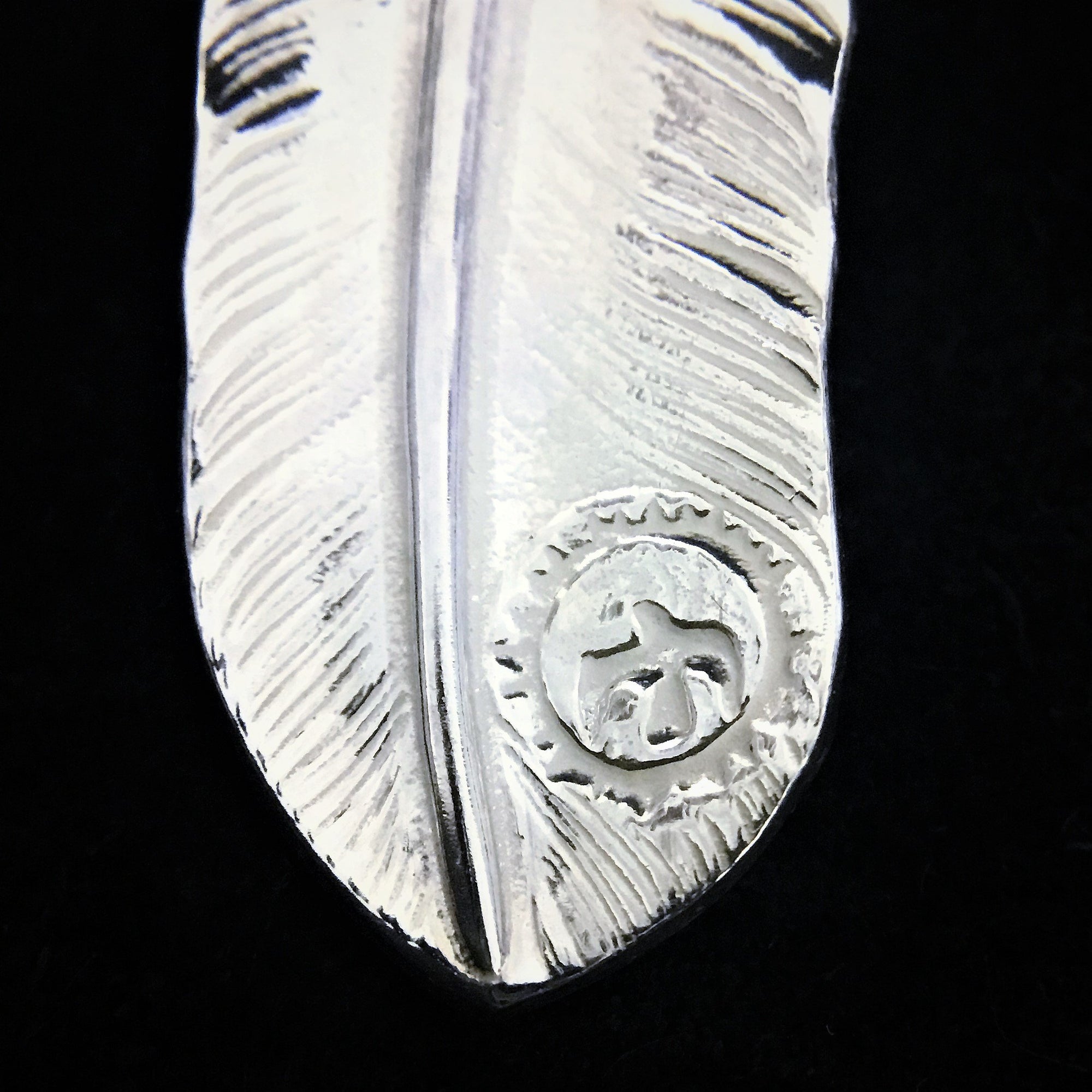 Feather with Silver Claw - Facing Right | Goro&#39;s Native Feather Authorized Dealer