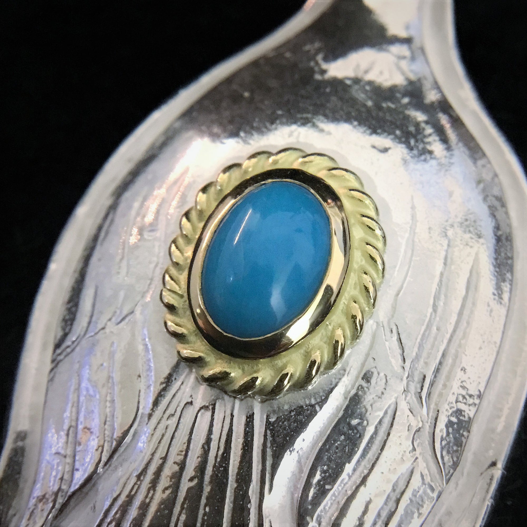 Gold Rope Turquoise Spoon - Silver and Gold | Goro&#39;s Feather Authorized Dealer
