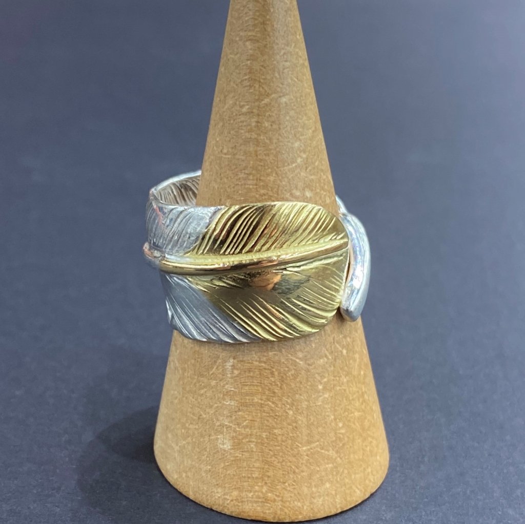 Gold Tip Feather Ring with Metal - Silver and Gold | Goro&#39;s Authorized Dealer
