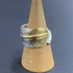 Goros Gold Tip Feather Ring With Metal - Silver And Gold