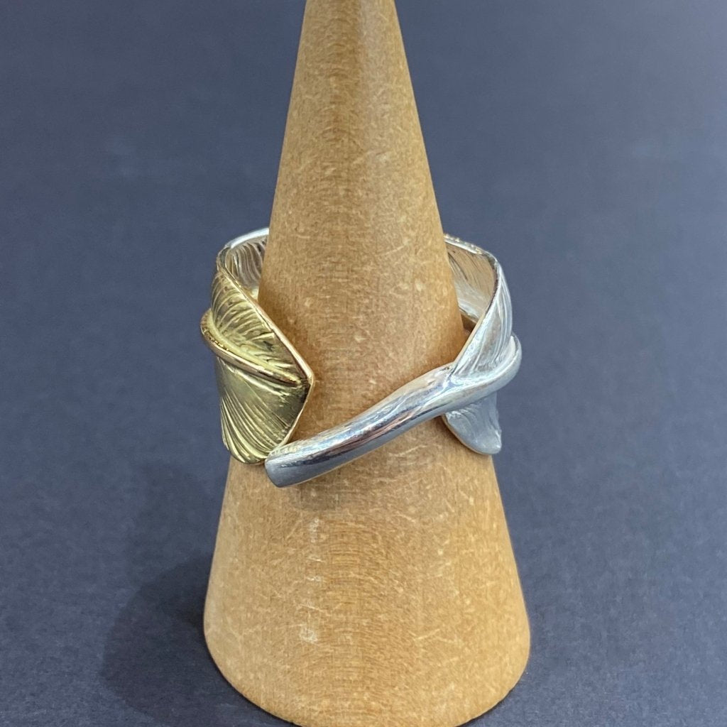 Gold Tip Feather Ring with Metal - Silver and Gold | Goros Feather Authorized Dealer